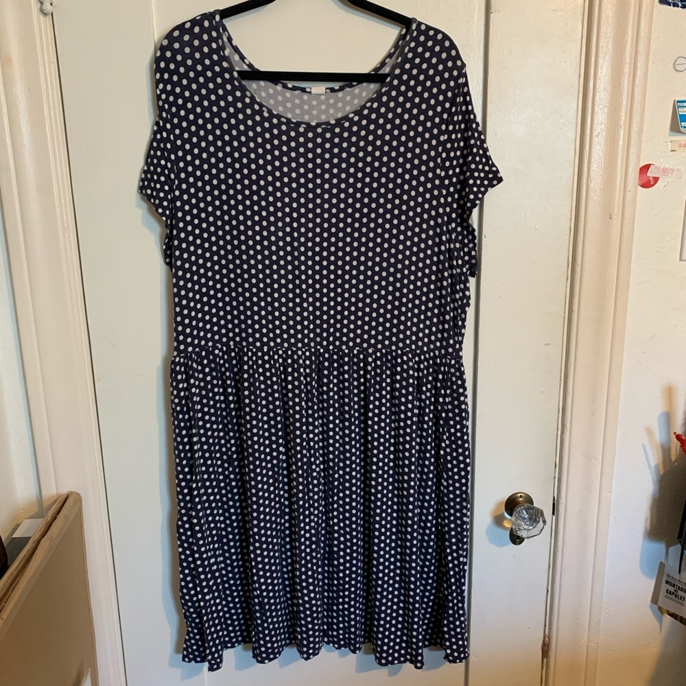 Blue polka dot cotton dress